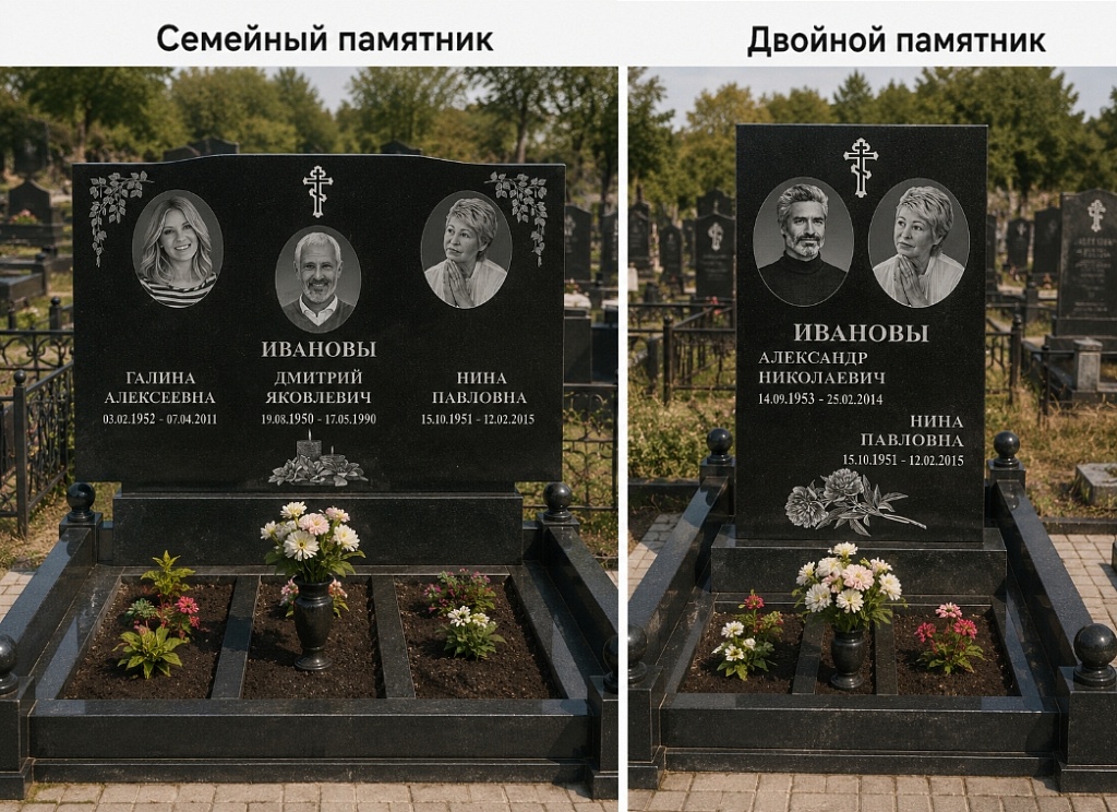 Двойной памятник для семейного захоронения: особенности и рекомендации
